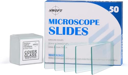 SWIFT Optical Mikroskop Objektträger Set: 50 Stück vorgereinigte leere Mikroskop-Objektträger mit geschliffenem Rand und 100 Stück vorgereinigte Mikroskop-Deckgläser von SWIFT