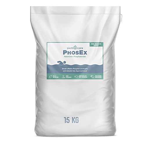 swimcare® PhosEx - 15 kg - Natürlicher Phosphatbinder für Schwimmteiche - Reduziert Algenwachstum - Ganzjährig anwendbar - Ohne chemische Zusätze von SWIMCARE