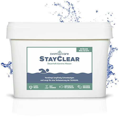 swimcare® StayClear - 5 kg - Natürlicher Wasserklärer gegen Schwebealgen im Schwimmteich - Ohne Chemie - Dauerhaft klareres Wasser - Verdrängt Schwebstoffe und Schwebealgen von SWIMCARE