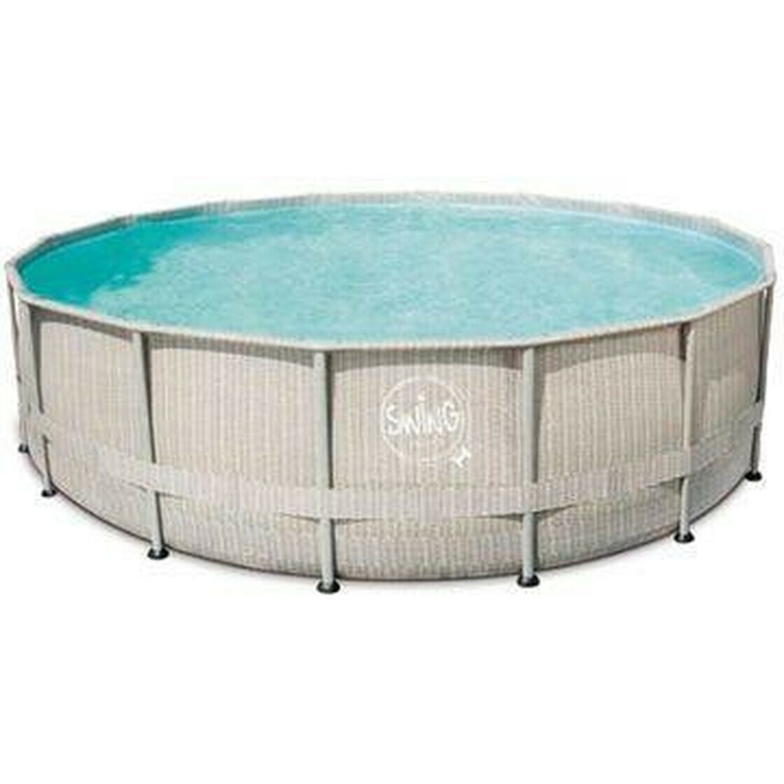 Frame Pool Ø427x107cm Rattanoptik hellgrau Frame Pool Ø427x107cm Rattanoptik hellgrau von SWING Pools