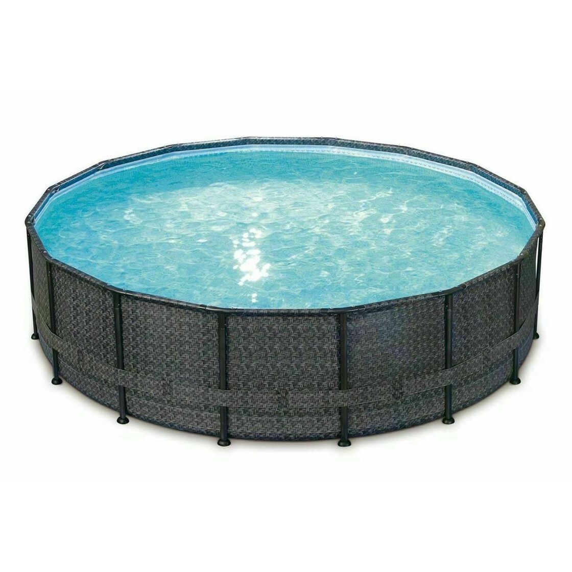 Frame Pool Ø488x122cm Rattanoptik anthrazhit von SWING Pools