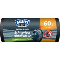 Swirl - Schwerlast-Säcke Profi mit Zugband 60L Reißfest Dicht Müllsack Müllbeutel von SWIRL