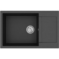 Swiss Aqua Technologies - 78x50 cm Granitspüle mit umkehrbarem Abtropfbecken, Einbau, schwarz (SATSINKGQT105B) von SWISS AQUA TECHNOLOGIES