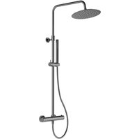 Aurum Duschsäule mit Thermostatmischer + Kopfbrause + Handbrause 2-Strahl, gebürstetes Metall (satsstkaurbgm) - Swiss Aqua Technologies von SWISS AQUA TECHNOLOGIES