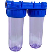 Swiss Aqua Technologies - Durchsichtiger Doppelfilter mit 1/2-Zoll-Messinganschluss, doppelt so effektive Wasseraufbereitung (SATHF12D) von SWISS AQUA TECHNOLOGIES