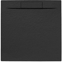 Fusion Duschwanne 90x90cm aus Gussmarmor mit Siphon, Schwarz (SATFU9090G-S) - Swiss Aqua Technologies von SWISS AQUA TECHNOLOGIES