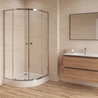 Project Viertelkreis-Duschkabine 80x80 cm mit 2 Fixteilen und 1 Tür, hochglanzverchromt (SIKOMUS80CRT) - Swiss Aqua Technologies von SWISS AQUA TECHNOLOGIES