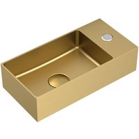 Swiss Aqua Technologies - Aurum Handwaschbecken aus Edelstahl 304, 40 x 22 x 11 cm, gebürstetes PVD-Gold (SATAUR4022BG) von SWISS AQUA TECHNOLOGIES