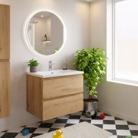 Swiss Aqua Technologies B-Way 59x50x45 cm Hängeschrank mit 2 Schubladen und Gussmarmor-Waschbecken, matt Eiche (BWAY260OAKU) von SWISS AQUA TECHNOLOGIES