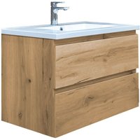 Swiss Aqua Technologies B-Way 79x50x45 cm Hängeschrank mit 2 Schubladen und Gussmarmor-Waschbecken, matt Eiche (BWAY280OAKU) von SWISS AQUA TECHNOLOGIES