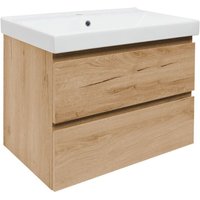 Swiss Aqua Technologies B-Way 79x50x45 cm Hängeschrank mit 2 Schubladen und Keramikwaschbecken, matt Eiche (BWAY280OAKU1BI) von SWISS AQUA TECHNOLOGIES