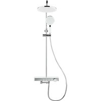 Swiss Aqua Technologies - Wannen-/Duschsäule mit 3-strahliger Handbrause, Thermostatmischer, höhenverstellbarer Stange Weiß/Chrom von SWISS AQUA TECHNOLOGIES