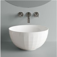 Swiss Aqua Technologies Costa Aufsatzwaschbecken 42x42x23,9 ohne Überlauf, in fließendem Marmor, Weiß (SATCO4242) von SWISS AQUA TECHNOLOGIES