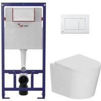 Swiss Aqua Technologies WC-Set Vorwandelement 112 cm ECO 2L SAT + Hänge-WC Ceramia + Betätigungsplatte glänzend weiß (STECE14WT01-IN) von SWISS AQUA TECHNOLOGIES