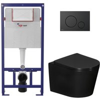 Swiss Aqua Technologies WC-Set Vorwandelement 112 cm ECO 2L SAT + Hänge-WC Ceramia + Betätigungsplatte matt schwarz (STECE14BMT01-IN) von SWISS AQUA TECHNOLOGIES