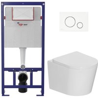 Swiss Aqua Technologies WC-Set Vorwandelement 112 cm ECO 2L SAT + Hänge-WC Ceramia + Betätigungsplatte weiß/chrom (STECE14WT03-IN) von SWISS AQUA TECHNOLOGIES