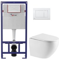 WC-Set Vorwandelement eco 2L sat + Hänge-WC sat + Betätigungsplatte (STEST67WR01-IN) - Swiss Aqua Technologies von SWISS AQUA TECHNOLOGIES