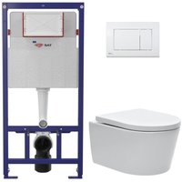 WC-Set Vorwandelement eco 2L sat + Hänge-WC sat + Betätigungsplatte glänzend weiß (STESTBRWR01-IN) - Swiss Aqua Technologies von SWISS AQUA TECHNOLOGIES