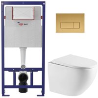 WC-Set Vorwandelement eco 2L sat + Hänge-WC sat + Betätigungsplatte matt gold (STEST67WR06-IN) - Swiss Aqua Technologies von SWISS AQUA TECHNOLOGIES