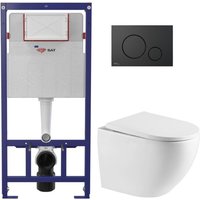 WC-Set Vorwandelement eco 2L sat + Hänge-WC sat + Betätigungsplatte matt schwarz (STEST67WR02-IN) - Swiss Aqua Technologies von SWISS AQUA TECHNOLOGIES