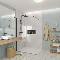 Swiss Aqua Technologies Walk-in 130x200cm Glaswand aus Crystal Glass® 8 mm Antikalk-Glas, mit mattschwarzen Armen und Profilen (SATBWI130PRC) von SWISS AQUA TECHNOLOGIES