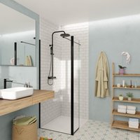 Swiss Aqua Technologies - Walk-in 80x200cm Schwenkbare Wand und Rückwand aus 8 mm Crystal Glass® mit Kalkschutz, mit Armen und Profilen in Mattschwarz von SWISS AQUA TECHNOLOGIES