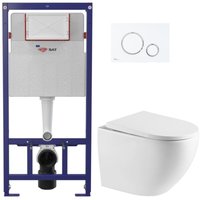 WC-Set Vorwandelement eco 2L sat + Hänge-WC sat + Betätigungsplatte weiß/chrom (STEST67WR04-IN) - Swiss Aqua Technologies von SWISS AQUA TECHNOLOGIES