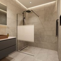 Swiss Aqua Technologies - Walk-in 100x200cm, Halbpoliertes Glas Crystal Glass® 8 mm Antikalk, mit Armen und Profilen Mattschwarz (SATBWI100MPPRC) von SWISS AQUA TECHNOLOGIES