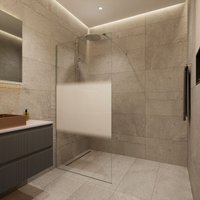 Swiss Aqua Technologies - Walk-in 100x200cm, Halbpoliertes Glas Crystal Glass® 8 mm Antikalk, mit Armen und Profilen in Glanzchrom (SATBWI100MPPR) von SWISS AQUA TECHNOLOGIES