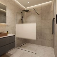 Walk-in 120x200cm, Halbpoliertes Glas Crystal Glass® 8 mm Antikalk, mit Armen und Profilen Mattschwarz (SATBWI120MPPRC) - Swiss Aqua Technologies von SWISS AQUA TECHNOLOGIES