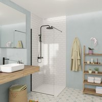 Walk-in 70x200cm Glaswand aus Crystal Glass® 8 mm Antikalk-Glas, mit mattschwarzen Armen und Profilen (SATBWI70PRC) - Swiss Aqua Technologies von SWISS AQUA TECHNOLOGIES