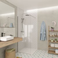 Walk-in 80x200cm Glaswand aus 8 mm Crystal Glass® Antikalk-Glas, mit Armen und Profilen in glänzendem Chrom (SATBWI80PR) - Swiss Aqua Technologies von SWISS AQUA TECHNOLOGIES