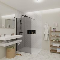 Walk-in 90x200cm Wand aus Rauchglas 8 mm Antikalk, mit mattschwarzen Armen und Profilen (SATBWI90KSPRC) - Swiss Aqua Technologies von SWISS AQUA TECHNOLOGIES