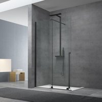 X-motion 110x200cm Glasschiebewand Crystal Glass® 8 mm Antikalk, mit Armen und Profilen Mattschwarz (SATBWIXM110C) - Swiss Aqua Technologies von SWISS AQUA TECHNOLOGIES