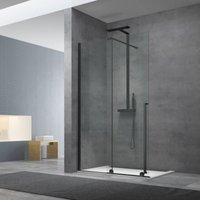 X-motion 120x200cm Glasschiebewand Crystal Glass® 8 mm Antikalk, mit Armen und Profilen Mattschwarz (SATBWIXM120C) - Swiss Aqua Technologies von SWISS AQUA TECHNOLOGIES