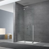 X-motion 120x200cm Glasschiebewand Crystal Glass® 8 mm Antikalk, mit Armen und Profilen in glänzendem Chrom (SATBWIXM1 - Swiss Aqua Technologies von SWISS AQUA TECHNOLOGIES