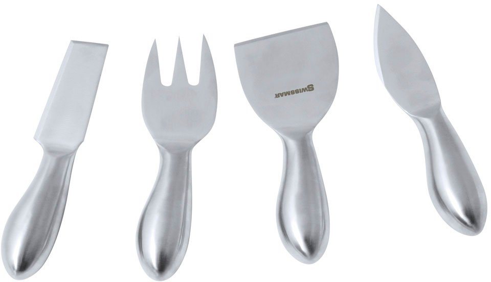 SWISSMAR Käsemesser Set, 4-teilig:, je Weichkäseschneider, Käsehobel, Käsegabel, Hartkäsemesser, Edelstahl von SWISSMAR