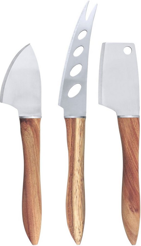 SWISSMAR Käsemesser Set: 3-teilig, Hackmesser, Käse-, Parmesan-Käsemesser, Edelstahl, Akazienholz von SWISSMAR