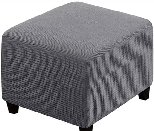 Fußhocker Bezug Ottomane Quadratisch Schonbezug Hockerbezug 60x60 /40x40 Stretch Cordstoff Husse für Fußhocker Ottomanischer Hocker-Bezug Überzug Hocker Protector Waschbar(Dark grey,50x50 cm) von SWJ-swjssb