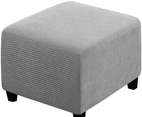 Fußhocker Bezug Ottomane Quadratisch Schonbezug Hockerbezug 60x60 /40x40 Stretch Cordstoff Husse für Fußhocker Ottomanischer Hocker-Bezug Überzug Hocker Protector Waschbar(Light grey,40x40 cm) von SWJ-swjssb