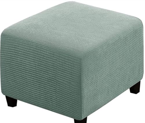 Fußhocker Bezug Ottomane Quadratisch Schonbezug Hockerbezug 60x60 /40x40 Stretch Cordstoff Husse für Fußhocker Ottomanischer Hocker-Bezug Überzug Hocker Protector Waschbar(Pea green,90x90 cm) von SWJ-swjssb