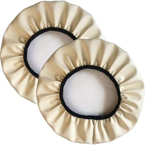 Hockerbezug Rund 2 Stück wasserdichte Bezug Für Barhocker Stuhlhussen PU Sitzkissen Bürostuhl Hocker Bezug Sitzkissenbezug Für Esszimmerstühle Runder Hocker(Beige,35x35 cm Set of 2) von SWJ-swjssb
