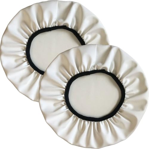 Hockerbezug Rund 2 Stück wasserdichte Bezug Für Barhocker Stuhlhussen PU Sitzkissen Bürostuhl Hocker Bezug Sitzkissenbezug Für Esszimmerstühle Runder Hocker(White,33x33 cm Set of 2) von SWJ-swjssb