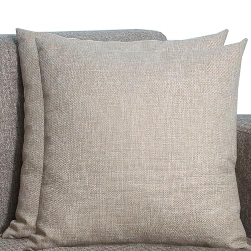 Kissenbezüge Aus Leinen - Kissenhülle Groß Quadratisch & Rechteckig, 2er Set Sofa Kissenbezug Mit Reißverschluss, Kissenhülle Für Kopfkissen, Zier - & Sofakissen(Dark Beige,70x100 cm Set Of 2) von SWJ-swjssb