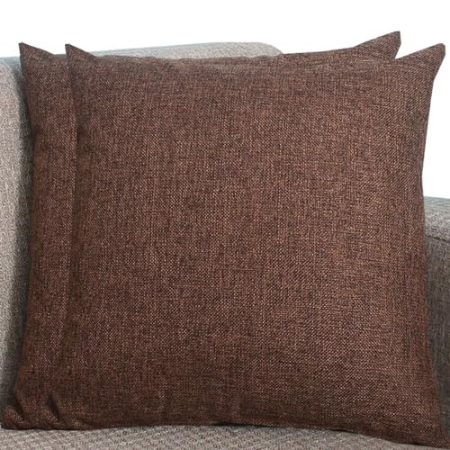 Kissenbezüge Aus Leinen - Kissenhülle Groß Quadratisch & Rechteckig, 2er Set Sofa Kissenbezug Mit Reißverschluss, Kissenhülle Für Kopfkissen, Zier - & Sofakissen(Dunkelbraun,70x100 cm Set Of 2) von SWJ-swjssb