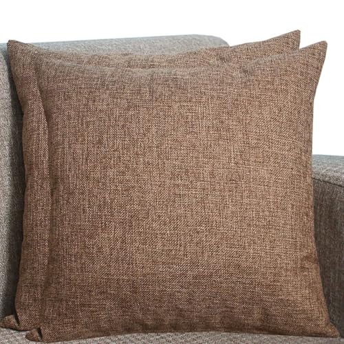 Kissenbezüge Aus Leinen - Kissenhülle Groß Quadratisch & Rechteckig, 2er Set Sofa Kissenbezug Mit Reißverschluss, Kissenhülle Für Kopfkissen, Zier - & Sofakissen(Rötlichbraun,80x90 cm Set Of 2) von SWJ-swjssb