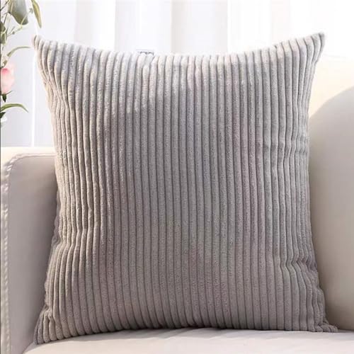 Kissenbezug 80x80, 2er Set,Sofa Kissenbezüge 65x65,Kord Zierkissenbezug Dekokissen Sofakissen Bezug Groß Kissenhülle Dekorative Weiche Zierkissenbezüge Kissen Bezug(Light Grey,50x50 cm) von SWJ-swjssb
