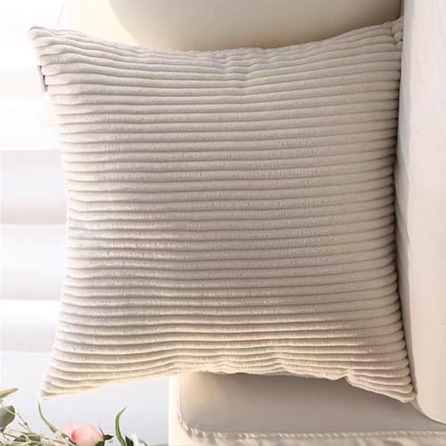 Kissenbezug 80x80, Sofa Kissenbezüge 40x80,65x65 Kord Zierkissenbezug Dekokissen Sofakissen Bezug Groß Kissenhülle Dekorative Weiche Zierkissenbezüge Kissen Bezug(Beige,16x32 inch 1pc) von SWJ-swjssb