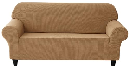 SWJ-swjssb Couchbezug Stretch Sofabezug 3 2 1 Sitzer Moderne Sofaüberwurf Sofa Abdeckung Couch Bezug 3er Kord Elastische Sofahusse Für Wohnzimmer Protector Für Hunde Haustiere(Light Curry,3 Seater) von SWJ-swjssb
