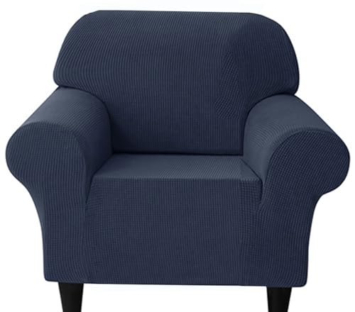 SWJ-swjssb Couchbezug Stretch Sofabezug 3 2 1 Sitzer Moderne Sofaüberwurf Sofa Abdeckung Couch Bezug 3er Kord Elastische Sofahusse Für Wohnzimmer Protector Für Hunde Haustiere(Navy,1 Seater) von SWJ-swjssb